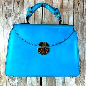 Pratesi Veneziano small Lady Bag - C285/P Cavallino Color Radica Sky Blue​